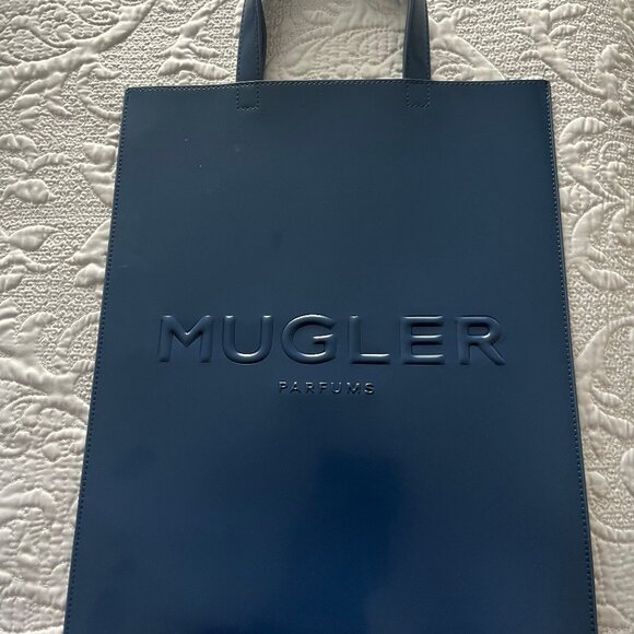THIERRY MUGLER Blue Logo Signature Tote Bag (Unused) - Picture 1 of 2